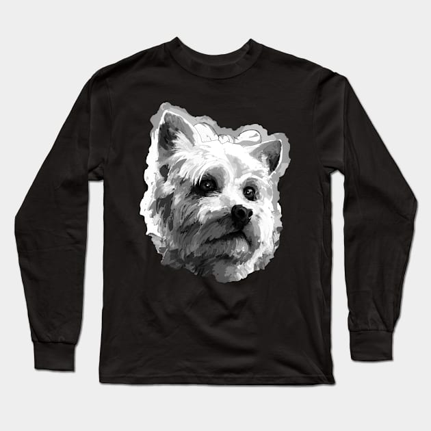 Yorkshire Terrier Black and White Long Sleeve T-Shirt by mailsoncello